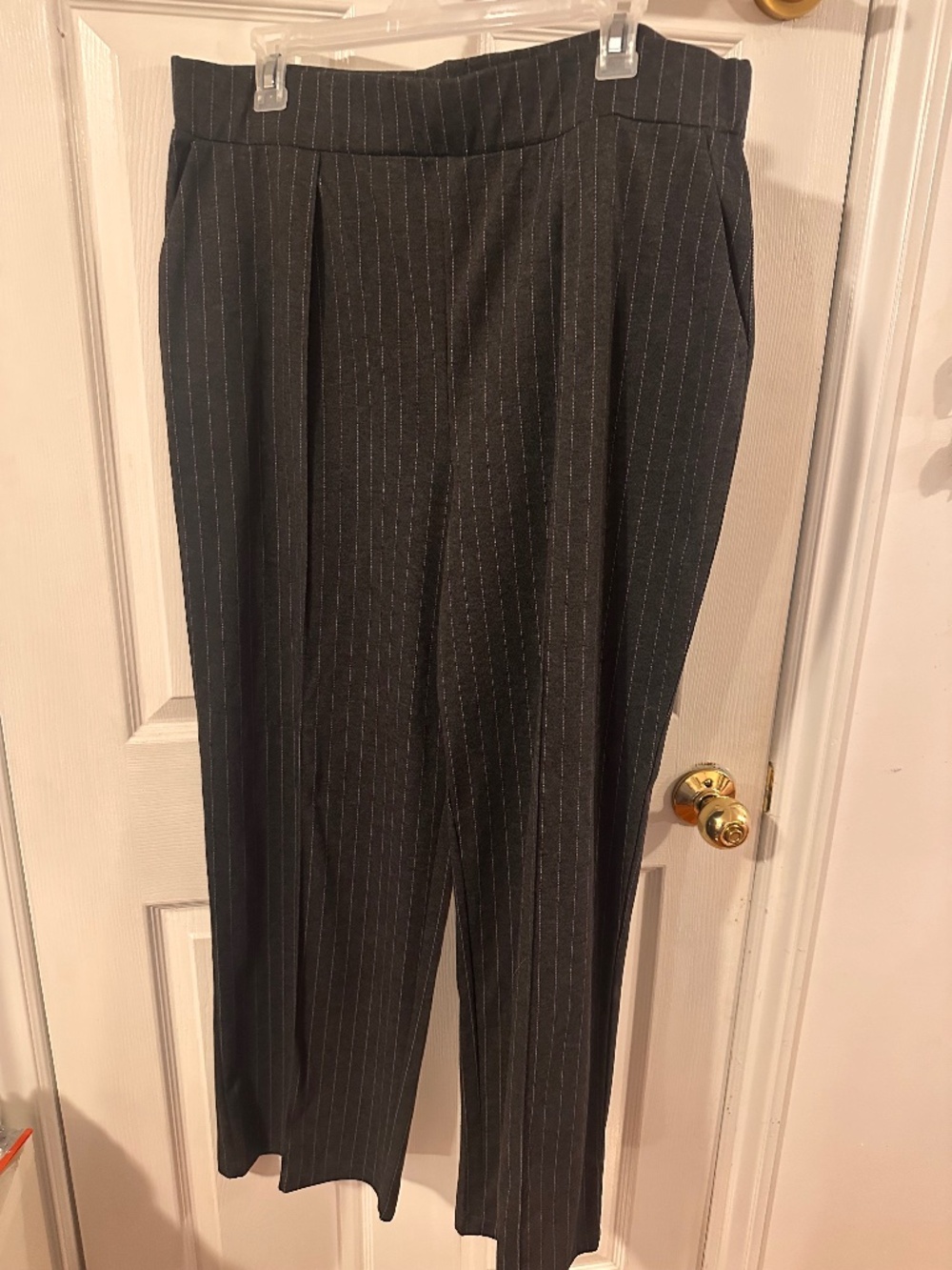 Grey Pull-On Pinstripe Pant